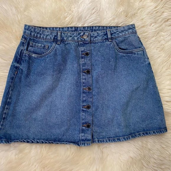 NWOT AUTHENTIC DENIM Women 12 The Denim Button-Front Pencil Skirt - Picture 2 of 5